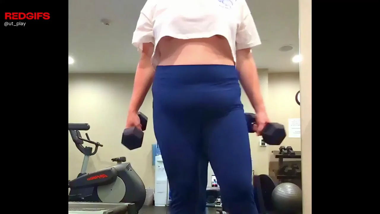 Working out in the hotel gym in my favorite workout shirt.