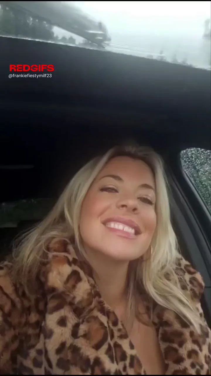 Blonde Bombshell's Fur Coat Tit Tease in the Rainy Car 🚗💦🍒