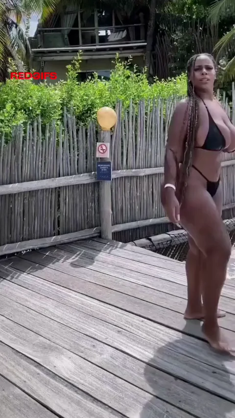 Ebony Queen with Massive Tits in Tiny Bikini ♠️👑🍈🍈