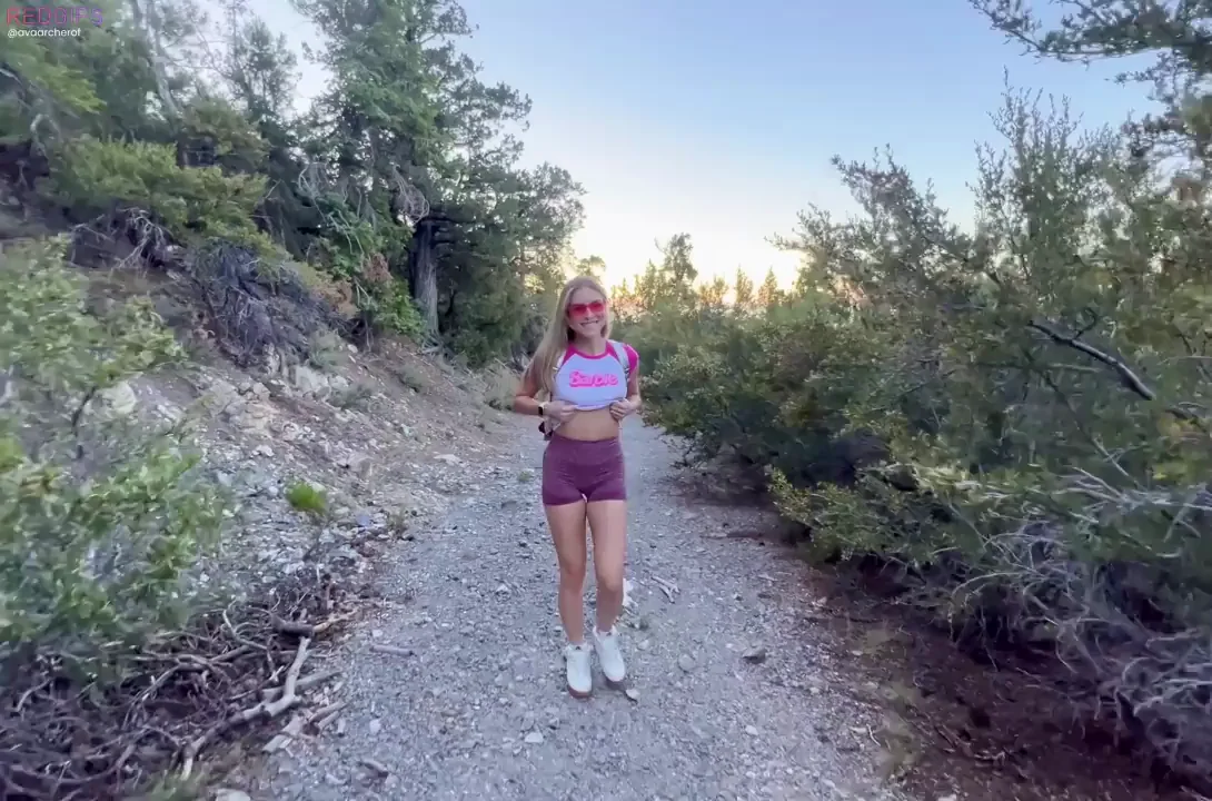Hiking Slut Drops Her Perky Tits Outdoors