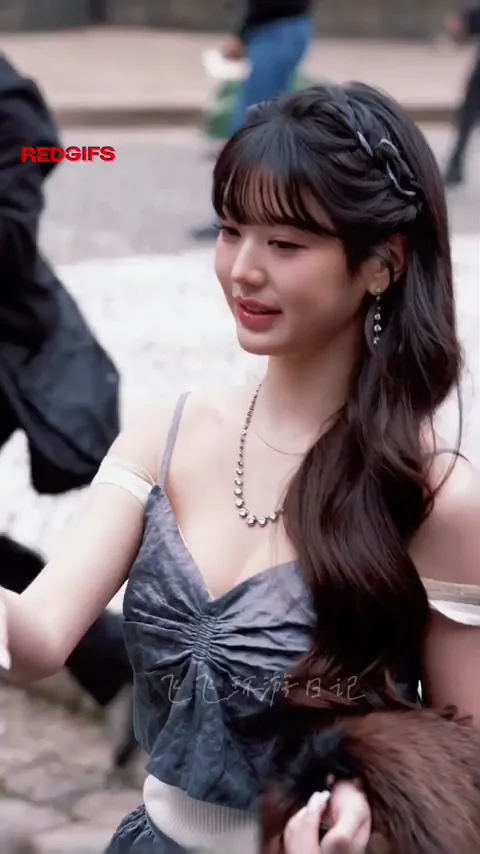Wonyoung's Slutty K-Pop Tease in Sheer Gray Dress