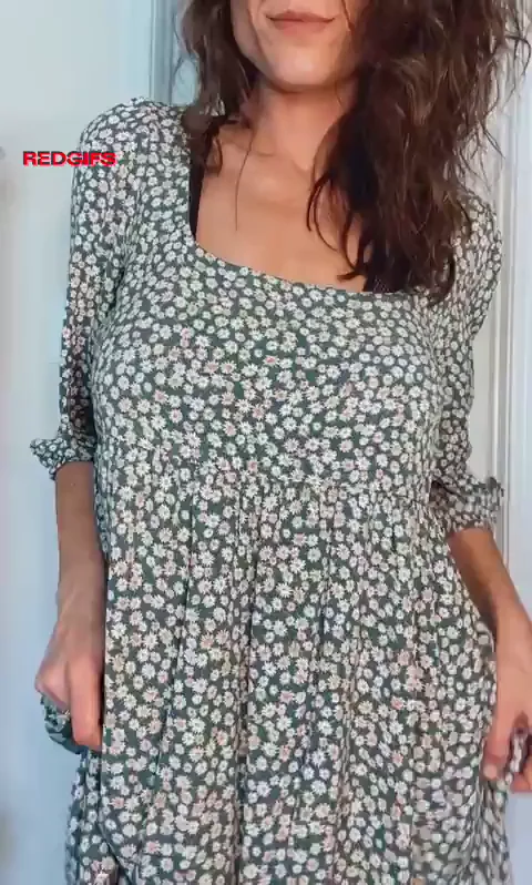 MILF Tease: Sweet Dress Hides Slutty Fishnet Tits!