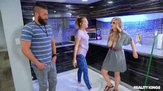 Big-Titted Maid Cleans Cock with Sweeping Jugs
