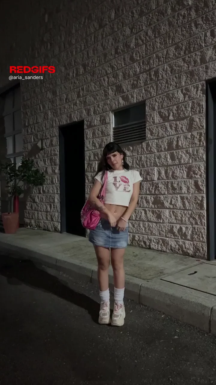 Invisible Tits Tease: Slutty Street Flash in Tiny Crop & Mini Skirt