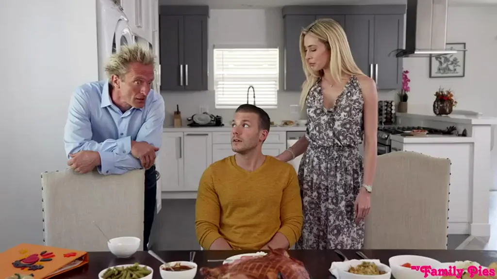 Haley Spades & Lulu Chu Worship Stepbro's Fat Cock at Thanksgiving