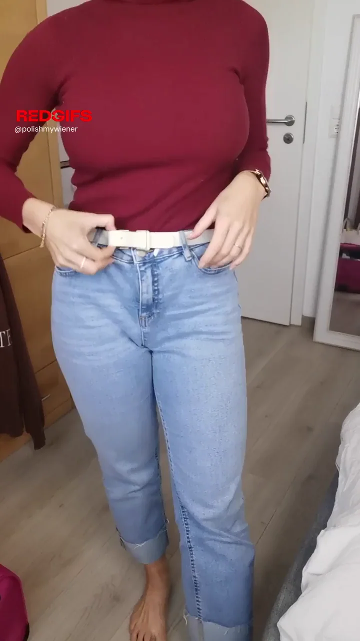 Grab Popcorn & Drool: Curvy Red Sweater Strip Tease 🔥