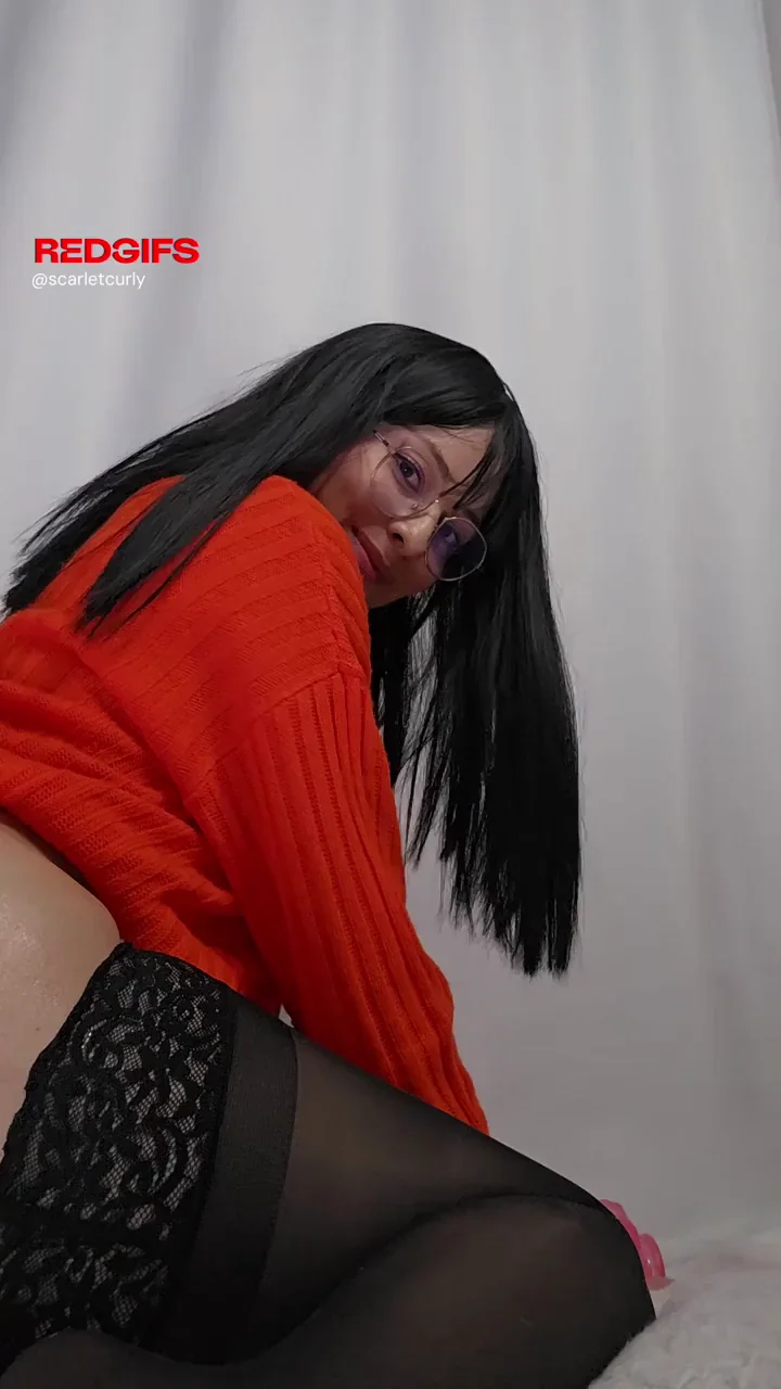 Teasing Slut in Red Sweater & Sheer Black Lace Teases Her Juicy Ass