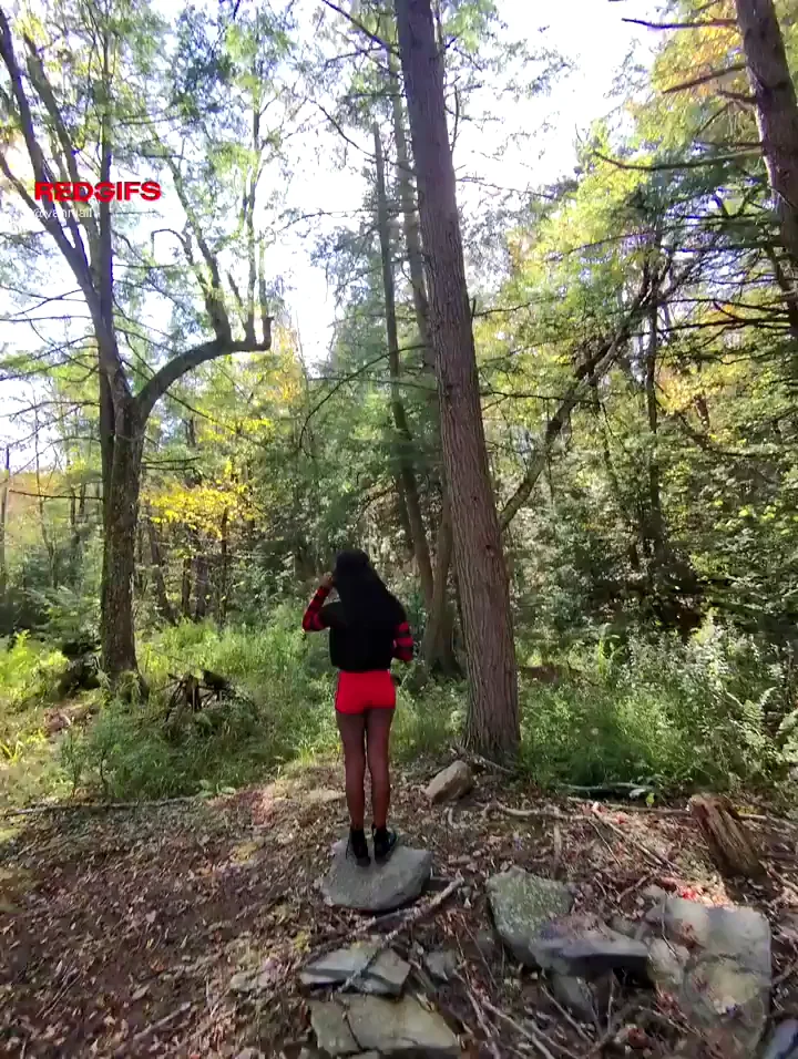 Tick Check Turns Thick Ebony Femboy Cock Reveal in the Woods