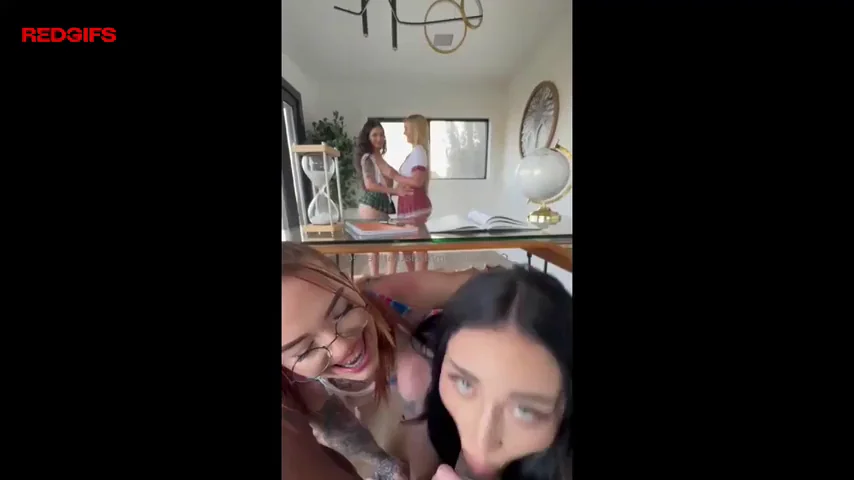 4 Horny Teens Slobbering on Monster BBC 🍆💦