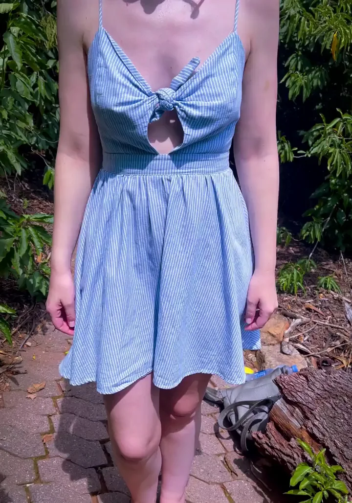 Perfect Slutty Dress Teasing Tits Outdoors 😈🌳
