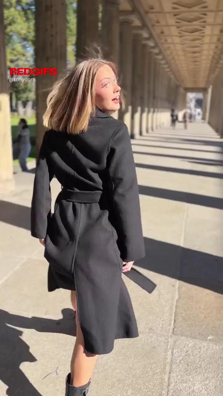 Dared to Strip Bare in Public Ruins: Coat Flies Open, Petite Tease Twerks Her Juicy Ass