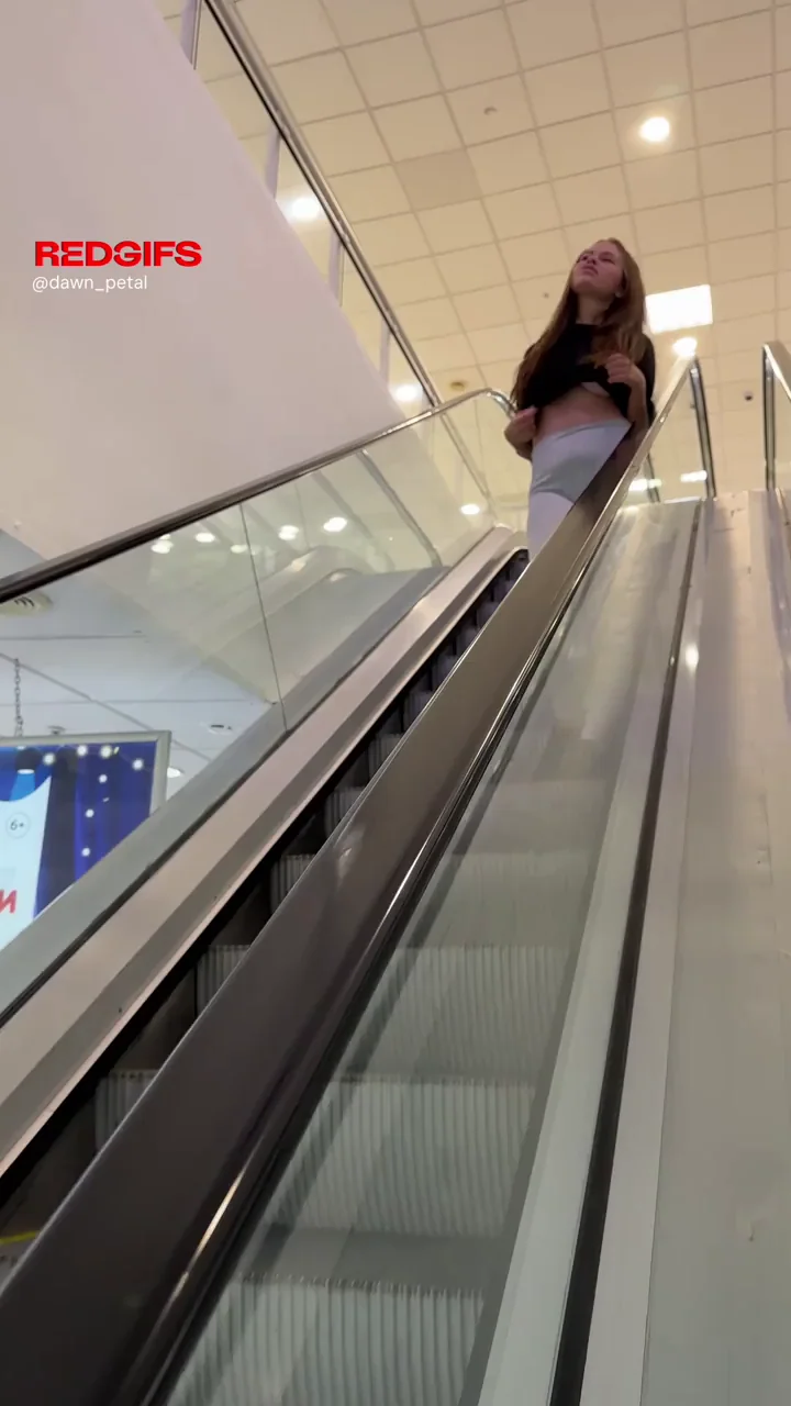 Escalator Tit Flash: Wife's Massive Jugs Bounce in Public Mall Voyeur Dare