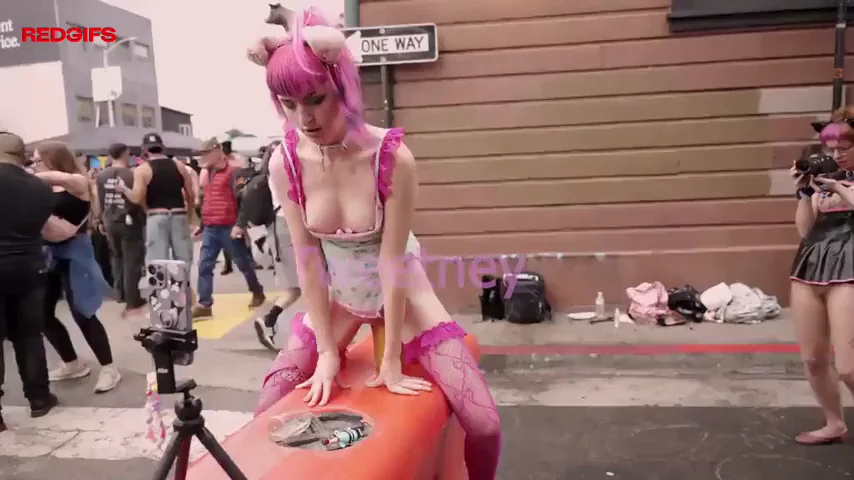 Playing with a big toy in public