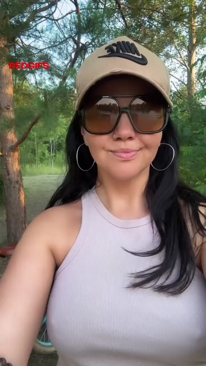 🚲 Busty Slut Flashes Massive Tits Riding Bike in Public Woods 😈