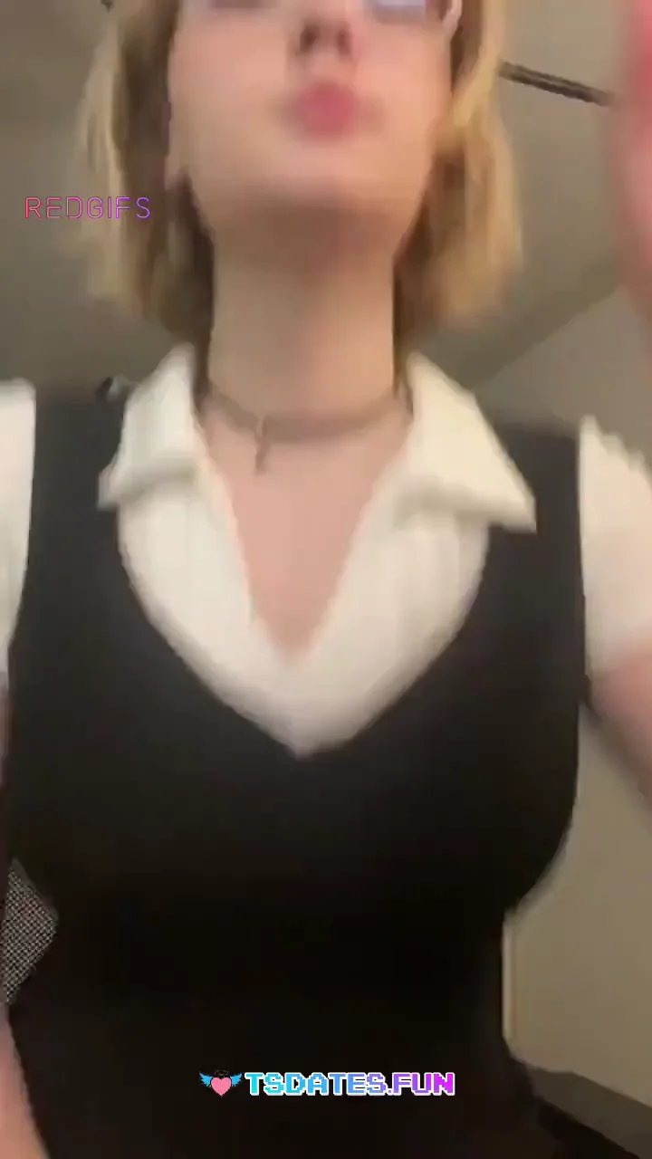 Cute Nerdy Trans Girl Teases in Schoolgirl Uniform 👓🍑🔥