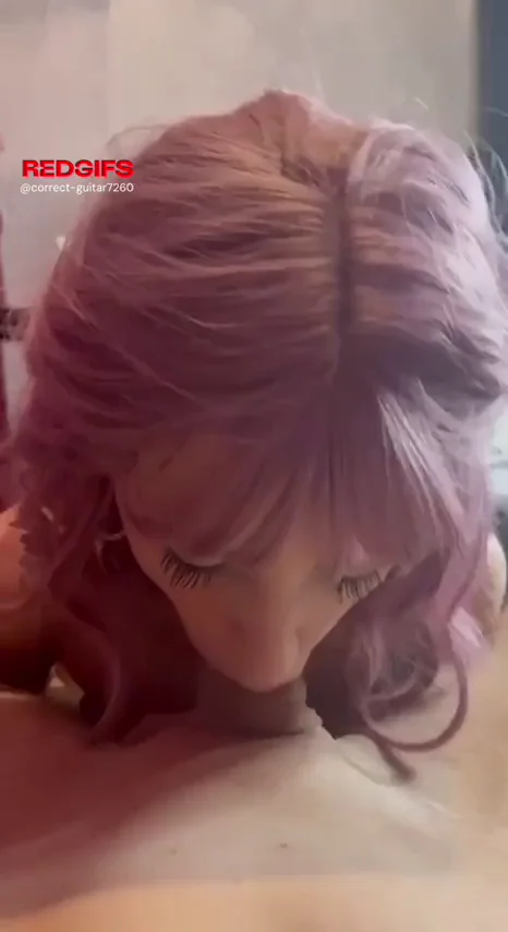 Morning Coffee Creamer: Purple-Haired Slut Sucks Out the Load