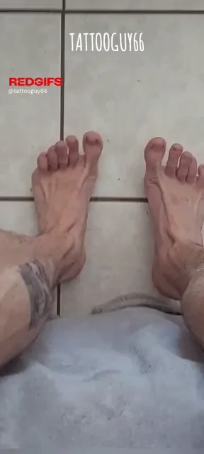 Tattooed Stud's Hairy Bush & Sexy Feet Tease 🍆👣