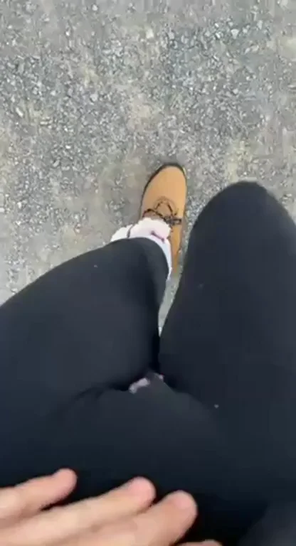 Timberland Tease: Black Leggings Cameltoe Suffocation