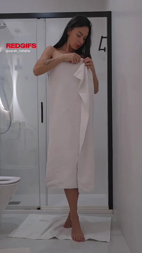 Oops, the towel fell