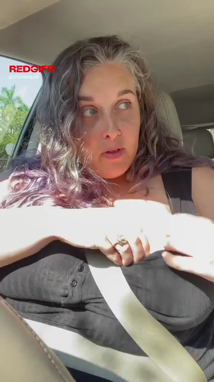 Car Ride Titty Tease: BBW Babe's Massive Mounds Spill Out