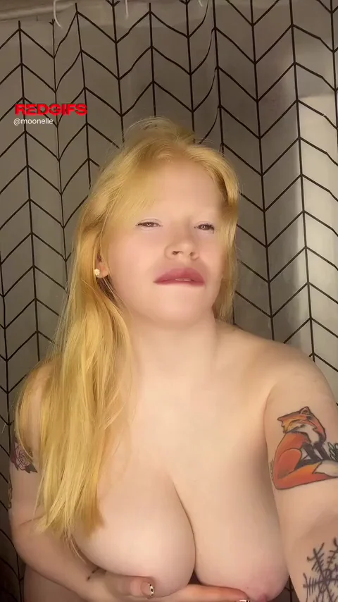 Redhead OnlyFans Slut Teases Her Massive Tits in the Shower