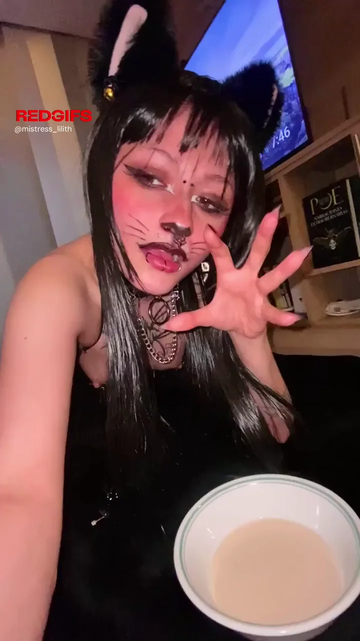Drinking milk as a good kittie for u with a cosplay come enjoy