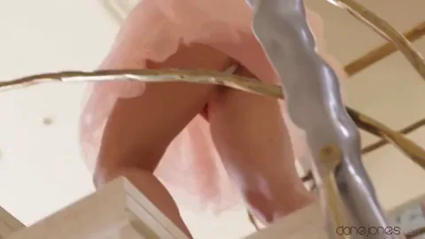 Panty tease in white and a pretty pink skirt (Mary Rock)