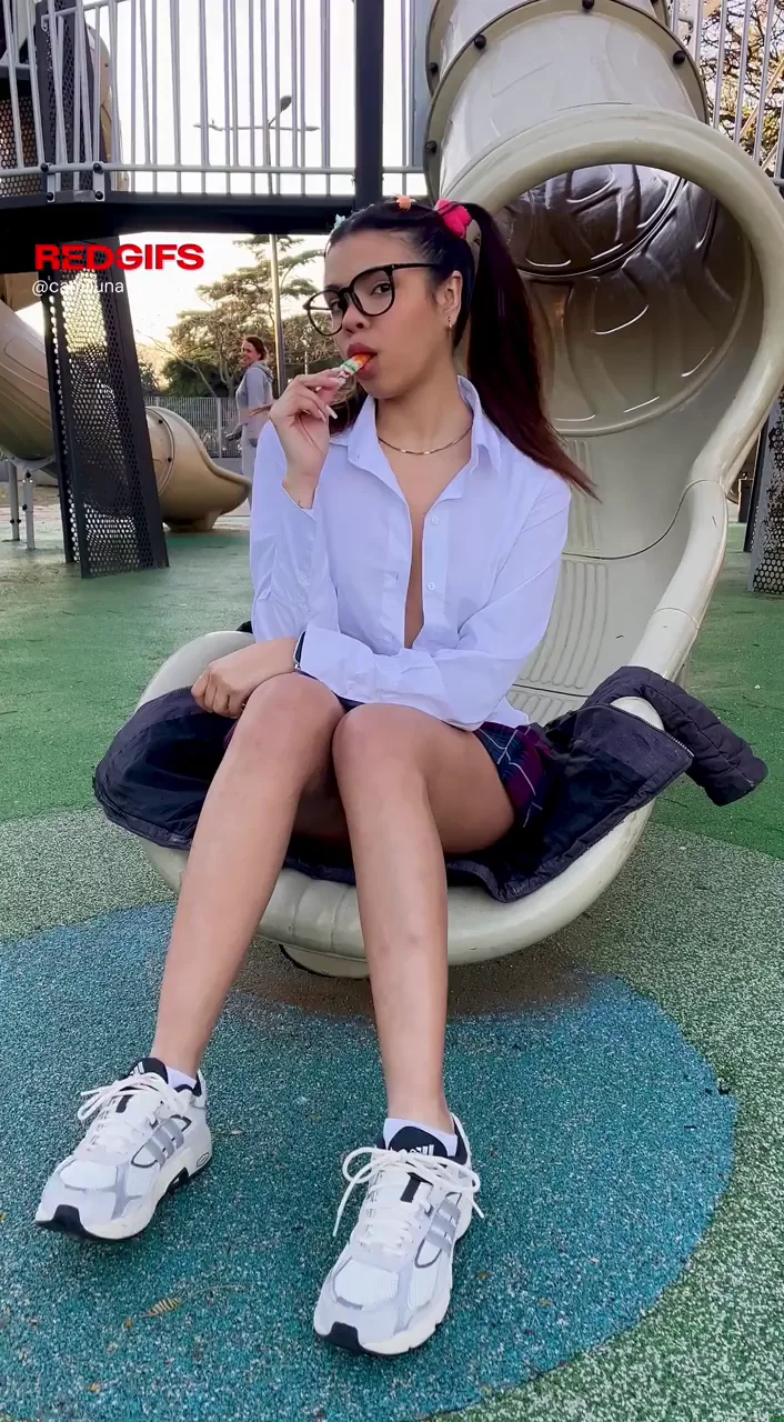 Playground Tease: Latina Cutie Flashes Slutty Curves in Public Slide Dare