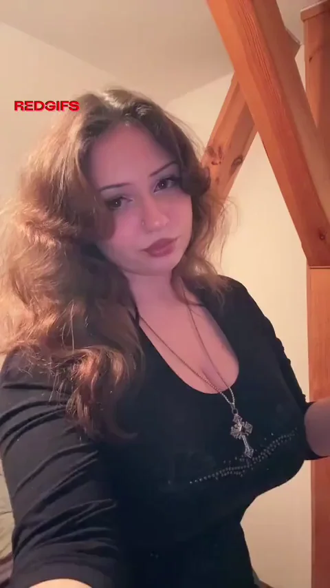 🖤 Black Top Busty Tease Can't Hide Those Massive Jugs 💦
