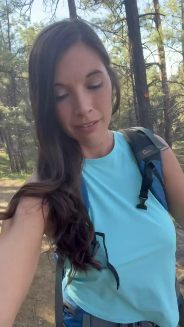 Braless Hike Tease with Perky Naturals Flashing