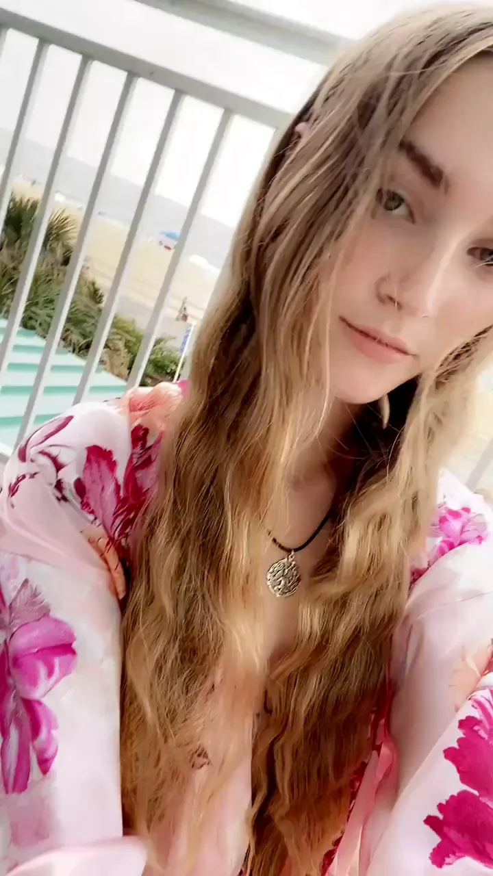 Balcony Slut Flashes Dripping Pussy to the Beach Crowd