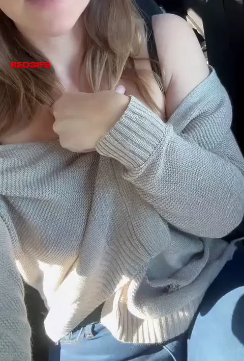 Letting My Massive Natural Tits Breathe in the Car