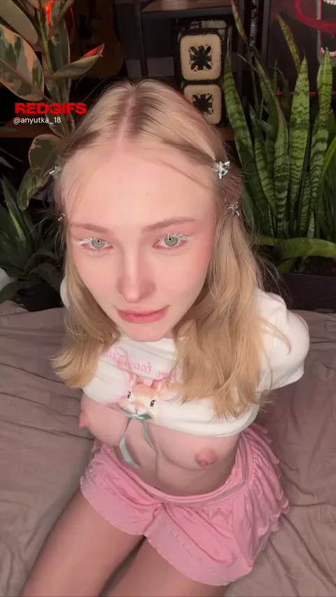 Cutest Ahegao Face on Tiny Titted Teen Slut 😍👅💦