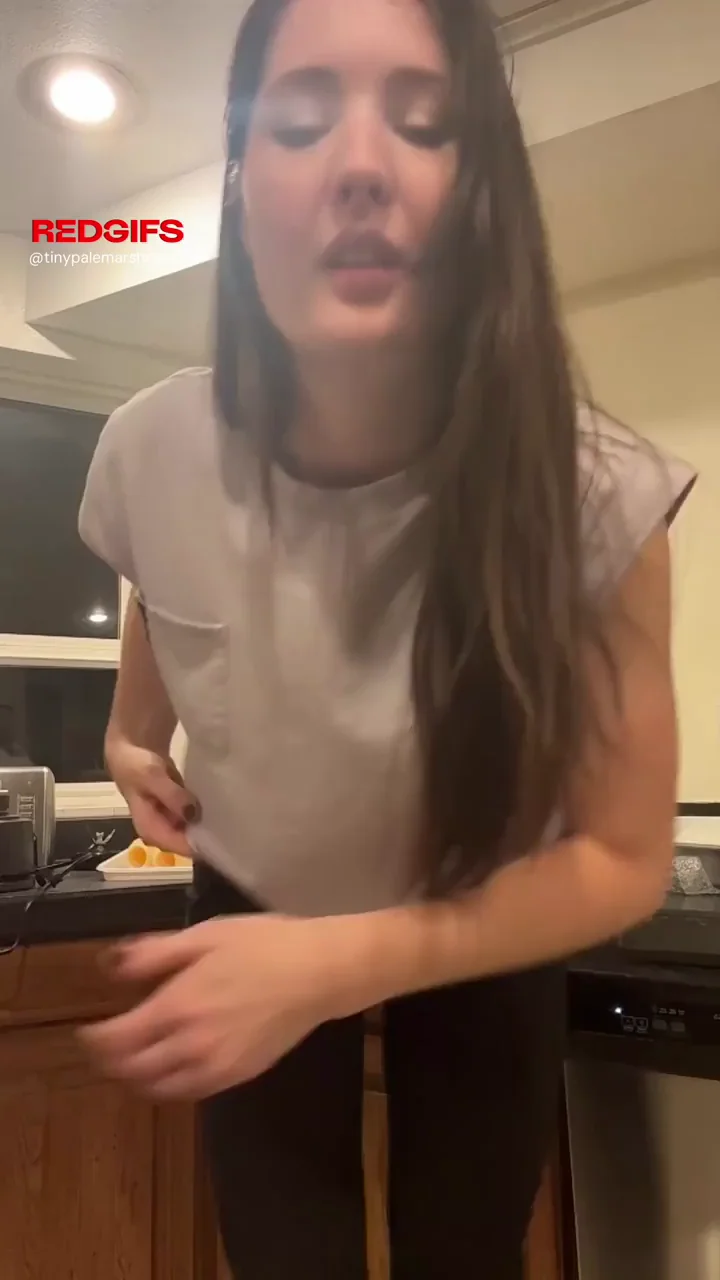 Band Camp Slut's Kitchen Tease: Tits Out & Panties Pulled Low