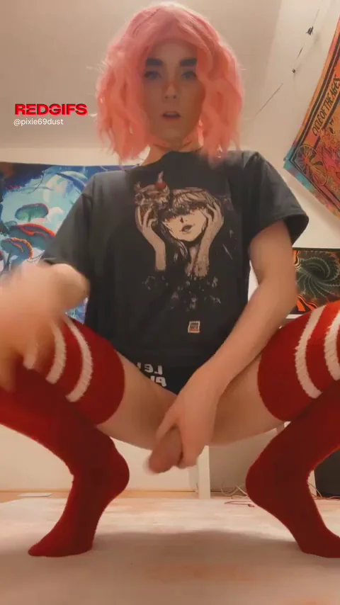 Jerk This Pink-Haired Trans Slut's Fat Cock? 😈🍆💦