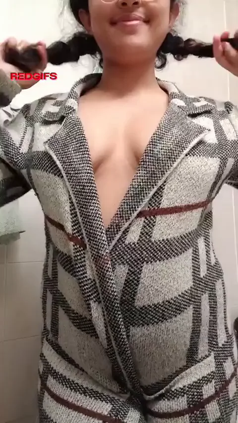Pigtail Slut Teases 'Before or After?' with Massive Cleavage Flash
