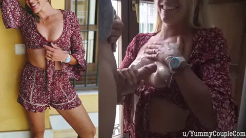 before-after cum on tits (OC)