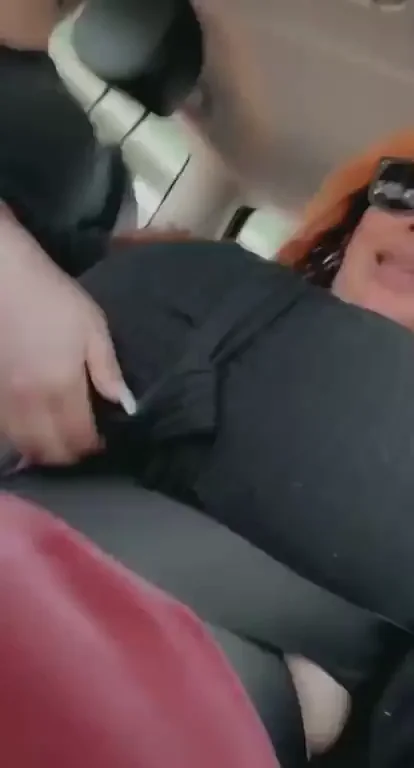 Roadside Tit Tease: Redhead Slut Flashes Massive Jugs in Traffic