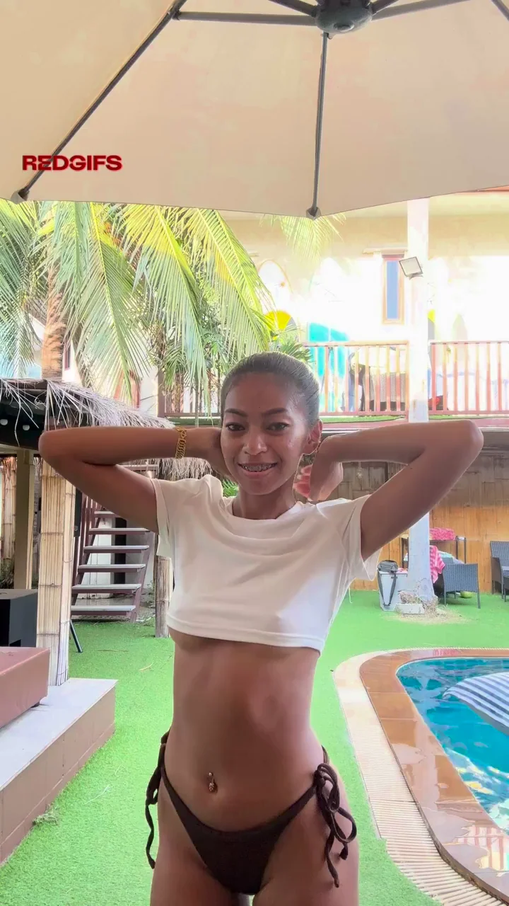 Just a simple inferior asian ready to be fucked beside the pool