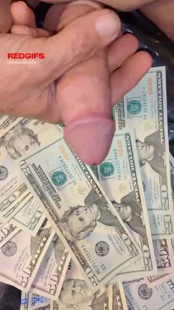 A slightly different view of me cumming all over some cash