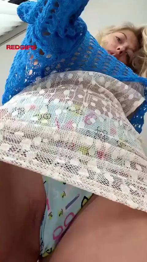 Peek Under My Slutty Skirt: Cute Amateur Tease Dripping Panties