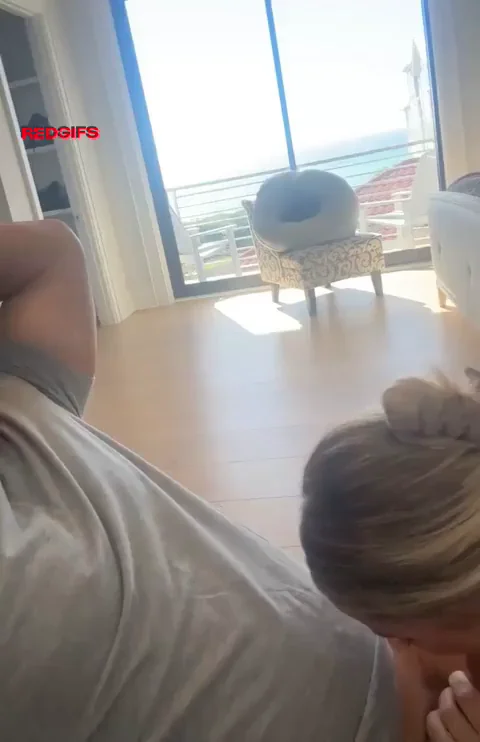 Blonde Wife's Balcony Blowjob Tease GIF 😘💦
