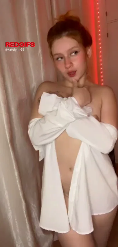 Petite 19yo Slut Teases in Open Shirt, Begging for Your Load