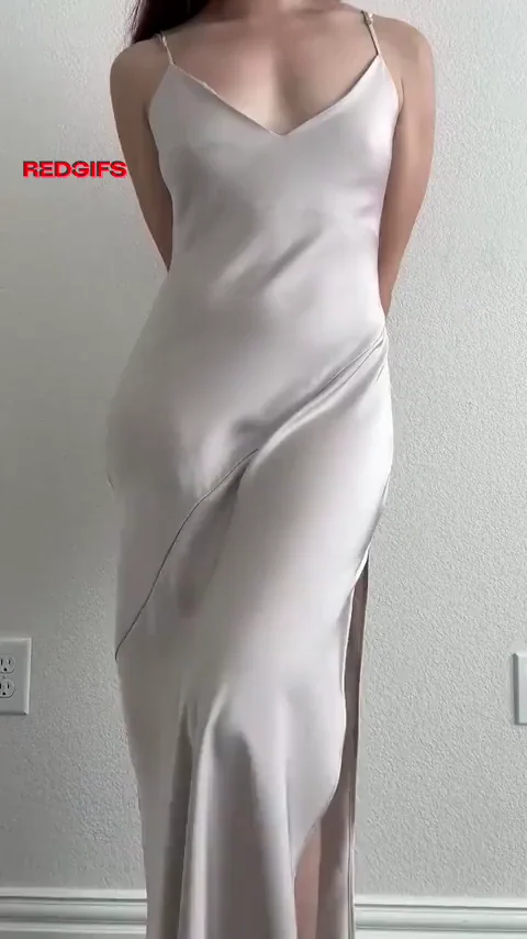 Sexy Asian Slut's Silky Dress Slips Off Her Perky Tits
