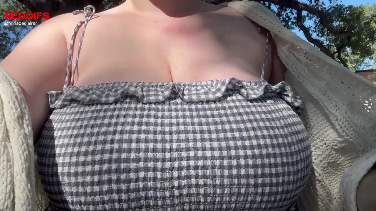 Sneaky Park Tease with Massive Tits Bigger Than Her Head
