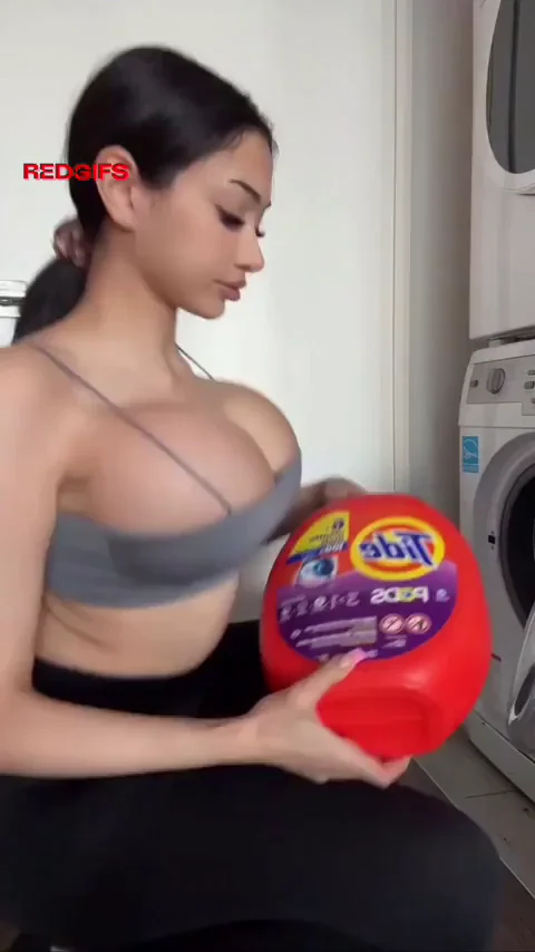 Bimbo Housewife's Massive Titty Laundry Tease