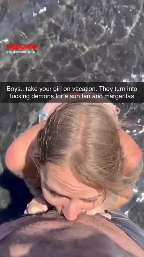 Vacation Slut Ditches Gag Reflex for Beach Deepthroat Feast