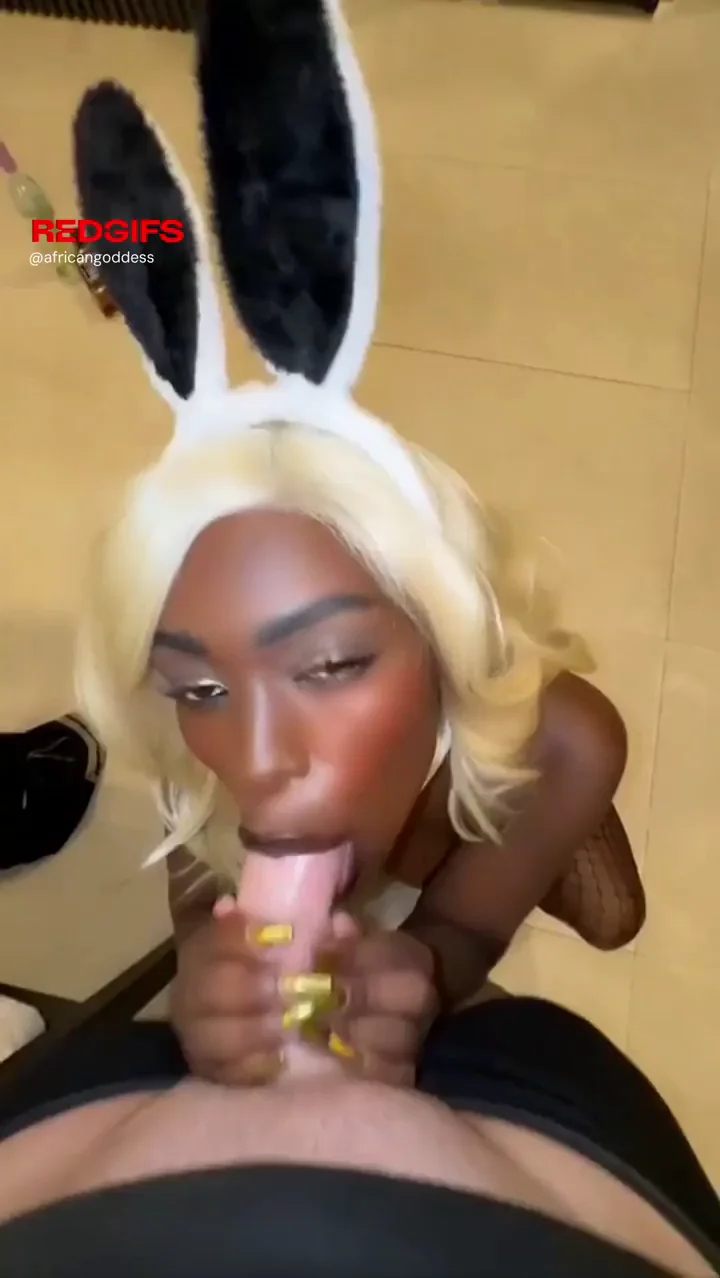 Bunny Slut Gobbles Thick Cock Whole