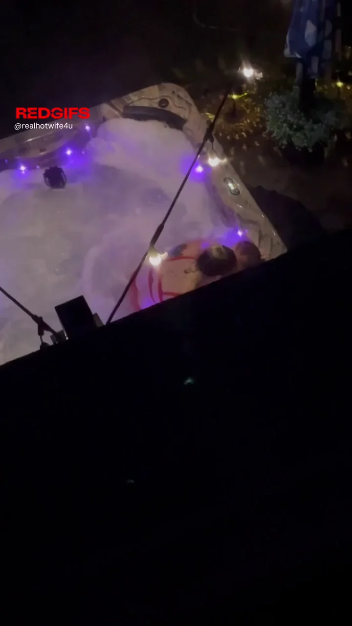 Hubby watches from above and watches me make out with a random local guy in the hot tub. He then watched me fuck him on the cameras