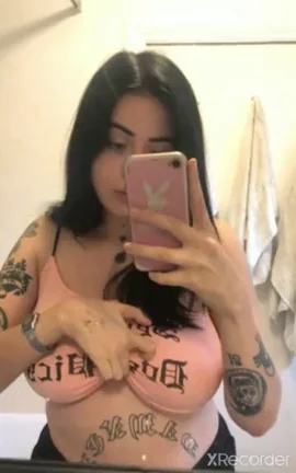 Oh Yeah? Inked Slut Spills Those Massive Tits Out